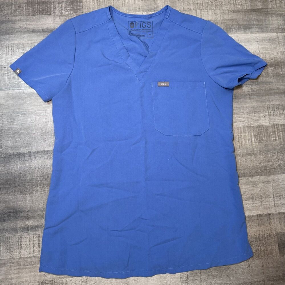 FIGS Blue Scrub Top V Neck Technical Collection XS